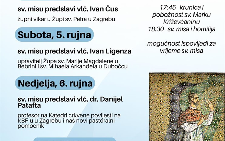 Proslava svetkovine sv. Marka Križevčanina u Zagrebu